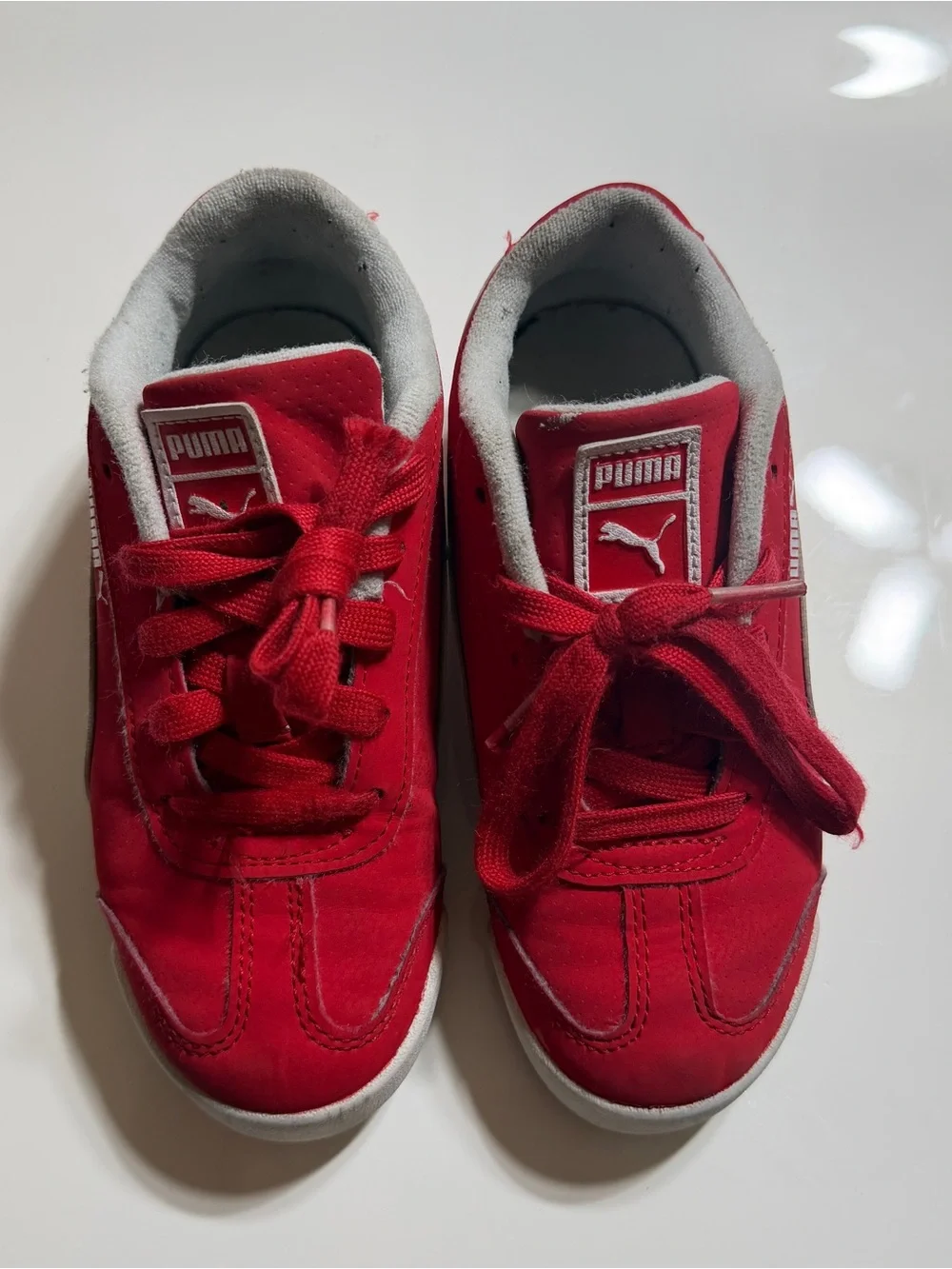 Puma Kids Red and White Roma Sneakers